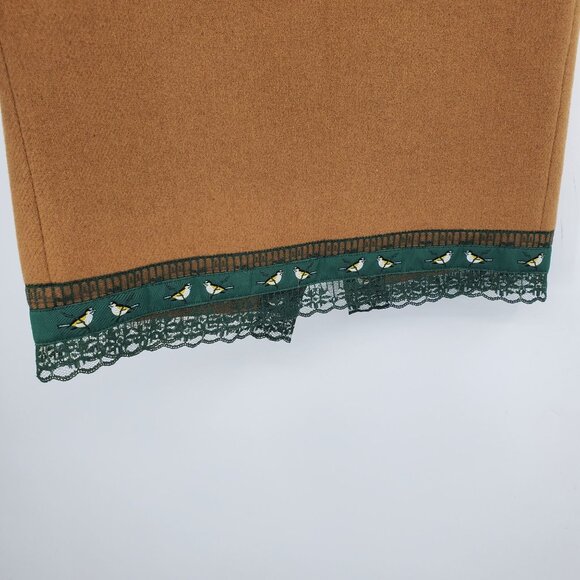 J. Crew Wool Blend Cottagecore Academia Librarian Artsy Bird Ribbon Lace Hem 2 - Picture 5 of 9